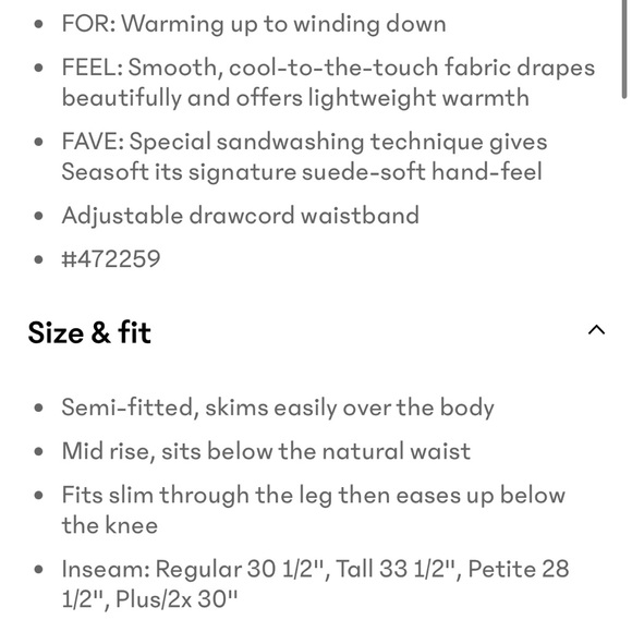 Athleta Seasoft 28.5” mid rise straight pant full length XS petite - Picture 4 of 4